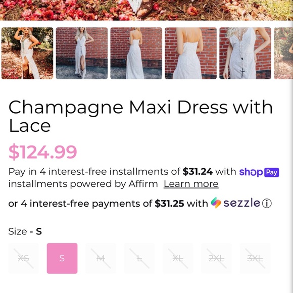 Champagne maxi dress with lace size large - Picture 5 of 12